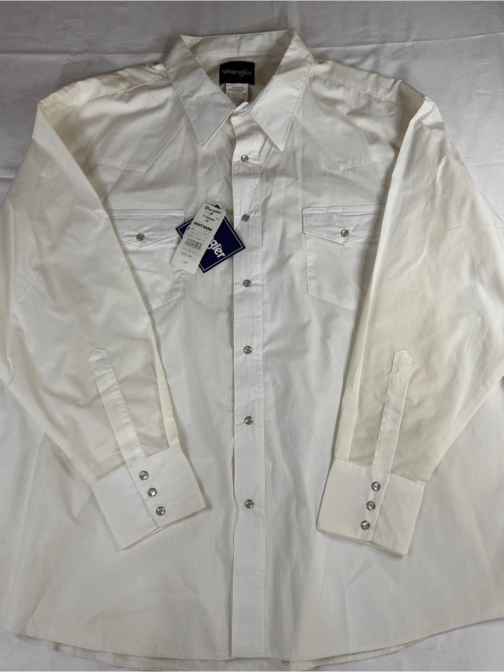 BNWT Wrangler Mens Western Pearl Snap Shirt L/S Solid White Sz 3XL BRAND NEW 535